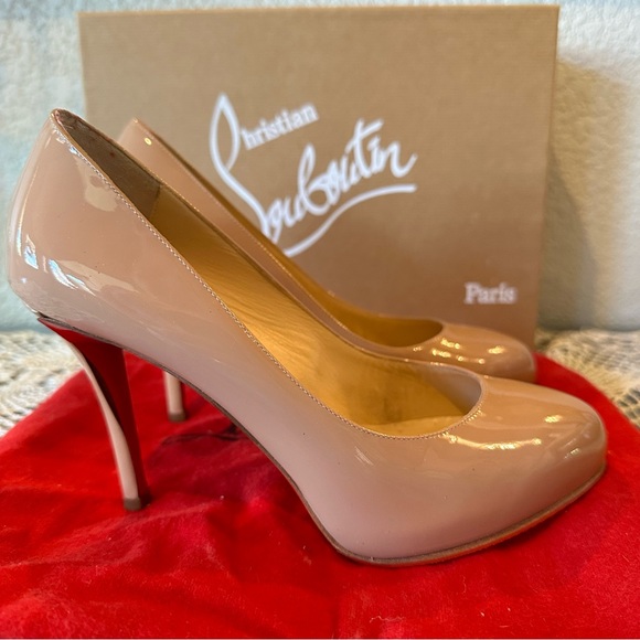 Christian Louboutin Nude Patent Argotik 100 Pumps - Picture 7 of 13